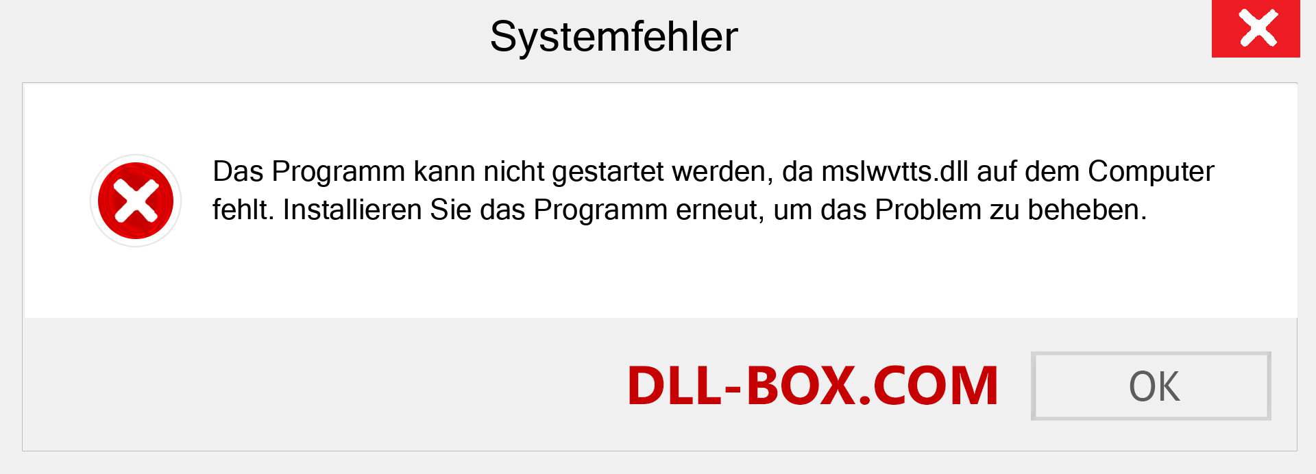 mslwvtts.dll-Datei fehlt?. Download für Windows 7, 8, 10 - Fix mslwvtts dll Missing Error unter Windows, Fotos, Bildern