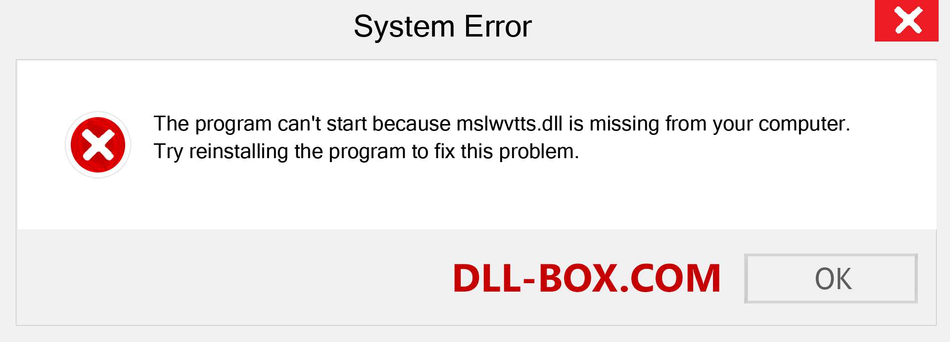  mslwvtts.dll file is missing?. Download for Windows 7, 8, 10 - Fix  mslwvtts dll Missing Error on Windows, photos, images